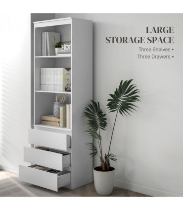 HOMCOM 180cm Tall Bookshelf Free Standing Storage Shelf Unit with Storage White