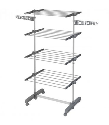 HOMCOM 4-Tier Large Clothes Airer Stainless Steel Clothes Drying Rack Grey