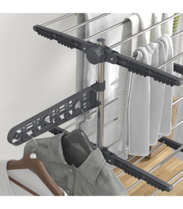 HOMCOM 4-Tier Large Clothes Airer Stainless Steel Clothes Drying Rack Grey