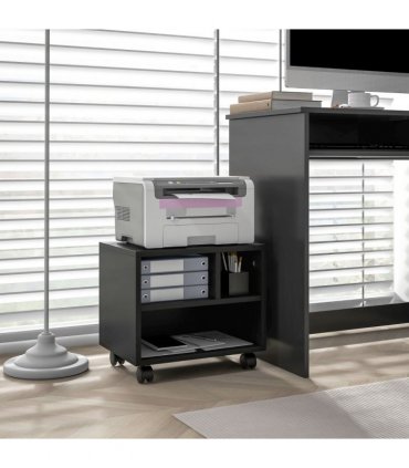 HOMCOM Printer Stand with Storage Printer Cart on Wheels for Home Office Black