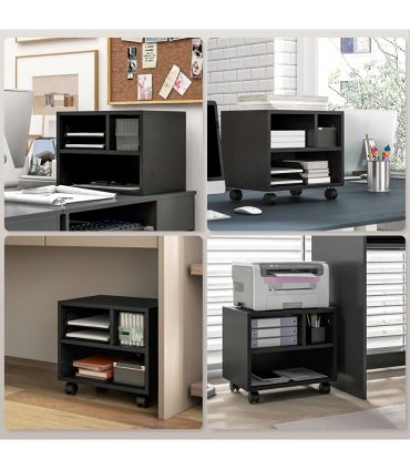 HOMCOM Printer Stand with Storage Printer Cart on Wheels for Home Office Black