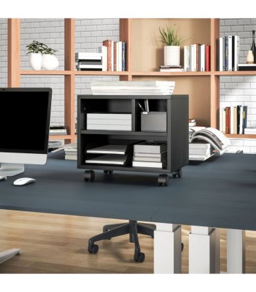 HOMCOM Printer Stand with Storage Printer Cart on Wheels for Home Office Black