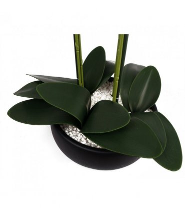 60cm Orchid Artificial White - Black Ceramic Planter
