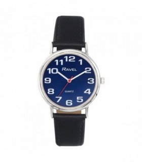Ravel Ladies Classic Blue Dial Black Leather Strap Watch R0105.52.2