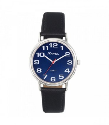 Ravel Ladies Classic Blue Dial Black Leather Strap Watch R0105.52.2