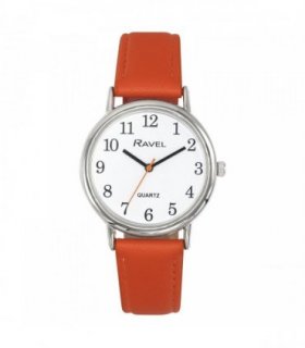 Ravel Ladies Classic White Dial Orange Leather Strap Watch R0140.18.2