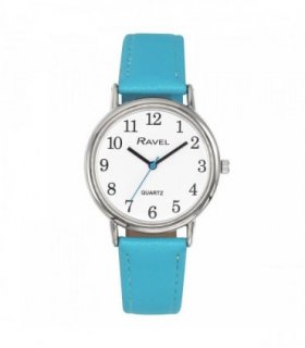 Ravel Ladies Classic White Dial Light Blue Leather Strap Watch R0140.16.2