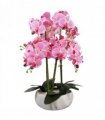 60cm Orchid Artificial Pink - Marble Effect Ceramic Planter