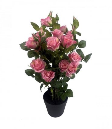 60cm Premium Rose Bush Pink Silk Flowers and Leaves