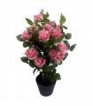 60cm Premium Rose Bush Pink Silk Flowers and Leaves