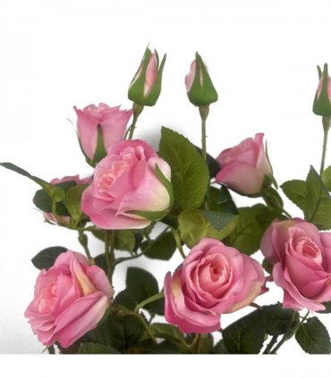 60cm Premium Rose Bush Pink Silk Flowers and Leaves