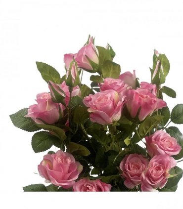 60cm Premium Rose Bush Pink Silk Flowers and Leaves