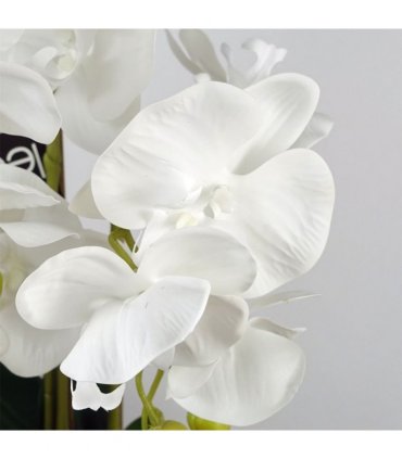 60cm Pure White Artificial Orchid with Ceramic Bubble Planter