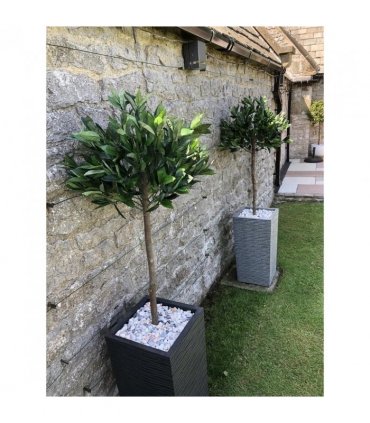 120cm (4ft) Plain Natural Trunk Artificial Topiary Bay Laurel Ball Tree
