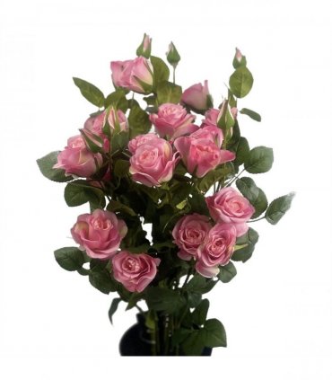 60cm  Rose Bush Premium Pink Silk Flowers and Leaves