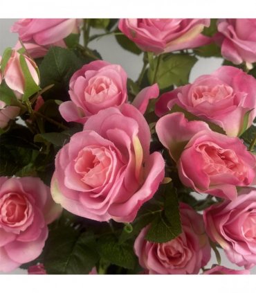 60cm  Rose Bush Premium Pink Silk Flowers and Leaves