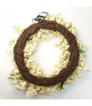 55cm Artificial Hanging White Berry Wreath