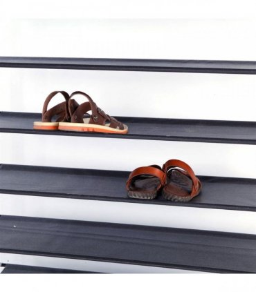 Simple Assembly 10 Tiers Non-woven Fabric Shoe Rack with Handle Black