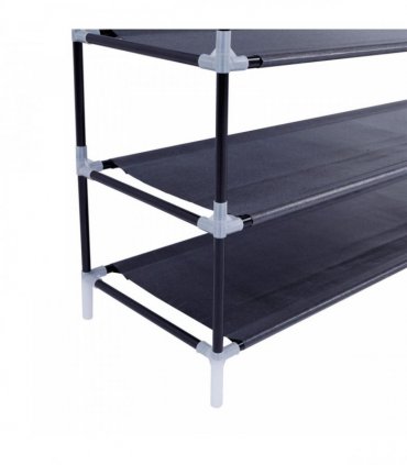 Simple Assembly 10 Tiers Non-woven Fabric Shoe Rack with Handle Black