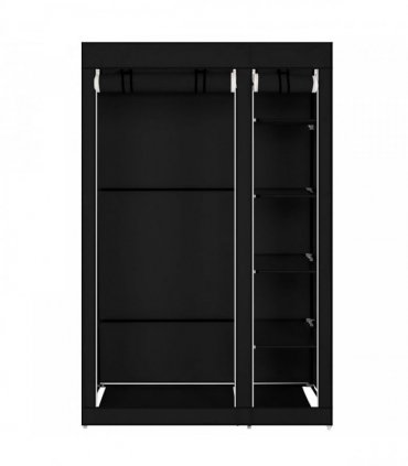 67" Portable Clothes Closet Wardrobe with Non-woven Fabric and Hanging Rod Quick and Easy to Assemble Black