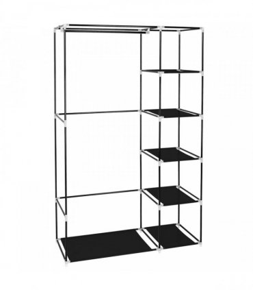 67" Portable Clothes Closet Wardrobe with Non-woven Fabric and Hanging Rod Quick and Easy to Assemble Black