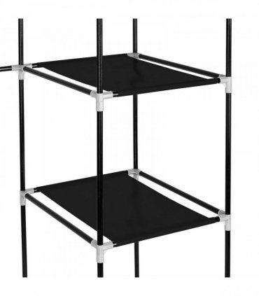 67" Portable Clothes Closet Wardrobe with Non-woven Fabric and Hanging Rod Quick and Easy to Assemble Black