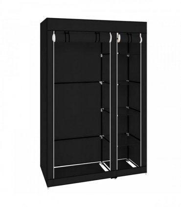 67" Portable Clothes Closet Wardrobe with Non-woven Fabric and Hanging Rod Quick and Easy to Assemble Black
