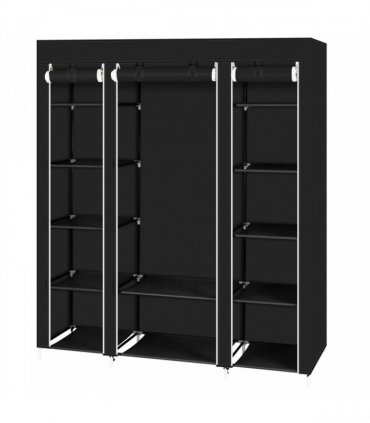69" Portable Clothes Closet Wardrobe Storage Organizer with Non-Woven Fabric Quick and Easy to Assemble Extra Strong and Durable Black