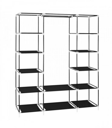 69" Portable Clothes Closet Wardrobe Storage Organizer with Non-Woven Fabric Quick and Easy to Assemble Extra Strong and Durable Black