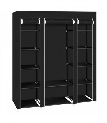 69" Portable Clothes Closet Wardrobe Storage Organizer with Non-Woven Fabric Quick and Easy to Assemble Extra Strong and Durable Black