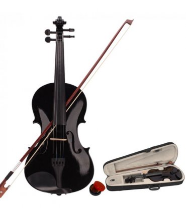 New 4/4 Acoustic Violin Case Bow Rosin Black