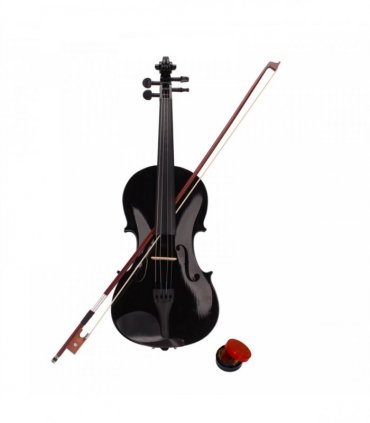 New 4/4 Acoustic Violin Case Bow Rosin Black