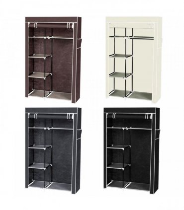 64" Portable Closet Storage Organizer Wardrobe Clothes Rack with Shelves Black