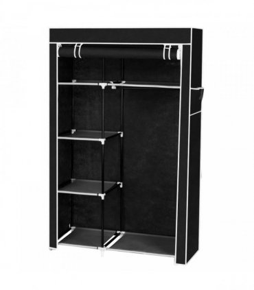 64" Portable Closet Storage Organizer Wardrobe Clothes Rack with Shelves Black