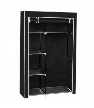 64" Portable Closet Storage Organizer Wardrobe Clothes Rack with Shelves Black