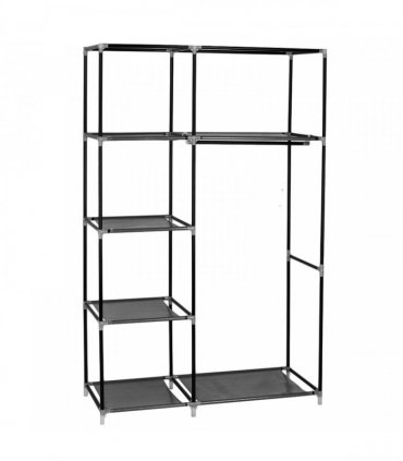 64" Portable Closet Storage Organizer Wardrobe Clothes Rack with Shelves Black