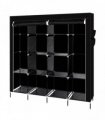 67" Clothes Closet Portable Wardrobe Clothes Storage Rack 12 Shelves 4 Side Pockets Black