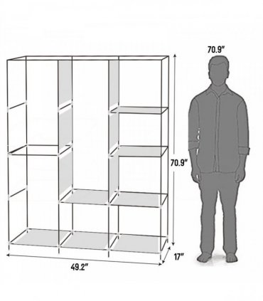 71" Portable Closet Wardrobe Clothes Rack Storage Organizer with Shelf Gray