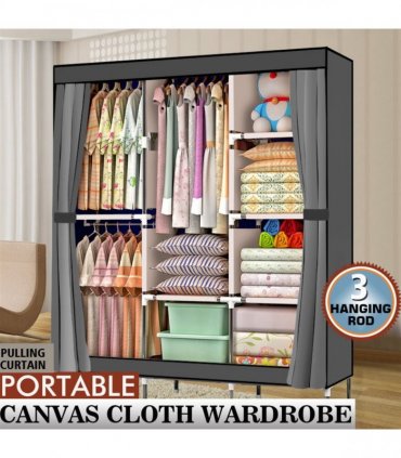 71" Portable Closet Wardrobe Clothes Rack Storage Organizer with Shelf Gray