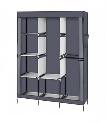 71" Portable Closet Wardrobe Clothes Rack Storage Organizer with Shelf Gray