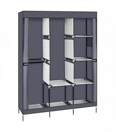 71" Portable Closet Wardrobe Clothes Rack Storage Organizer with Shelf Gray