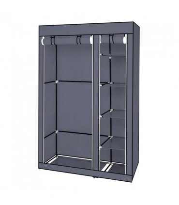 67" Portable Clothes Closet Wardrobe with Non-woven Fabric and Hanging Rod Quick and Easy to Assemble Gray