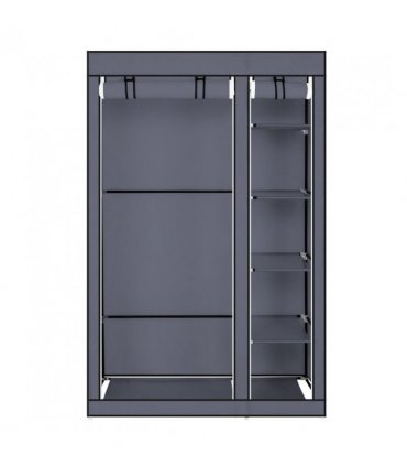 67" Portable Clothes Closet Wardrobe with Non-woven Fabric and Hanging Rod Quick and Easy to Assemble Gray