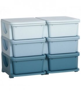 HOMCOM Kids Storage Unit Toy Box Vertical Dresser with Six Drawers - Blue