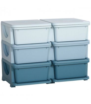 HOMCOM Kids Storage Unit Toy Box Vertical Dresser with Six Drawers - Blue