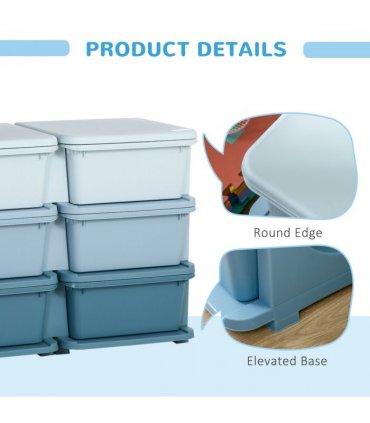 HOMCOM Kids Storage Unit Toy Box Vertical Dresser with Six Drawers - Blue