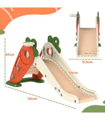 AIYAPLAY 3 in 1 Kids Slide, Carrot-themed Foldable Indoor Slide for 1-3 Years