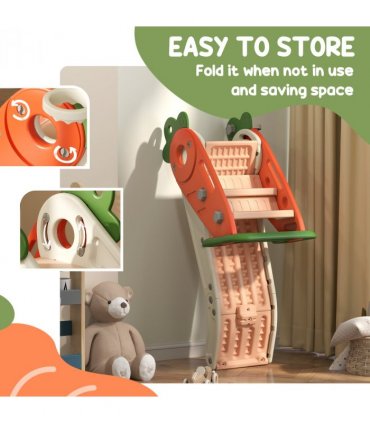 AIYAPLAY 3 in 1 Kids Slide, Carrot-themed Foldable Indoor Slide for 1-3 Years