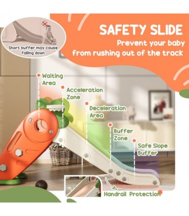 AIYAPLAY 3 in 1 Kids Slide, Carrot-themed Foldable Indoor Slide for 1-3 Years