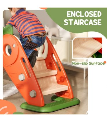 AIYAPLAY 3 in 1 Kids Slide, Carrot-themed Foldable Indoor Slide for 1-3 Years